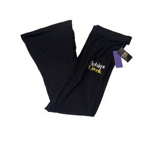 Schitts Creek Womens Black Flared Lounge Pants L Soft Cotton Blend Comfortable F